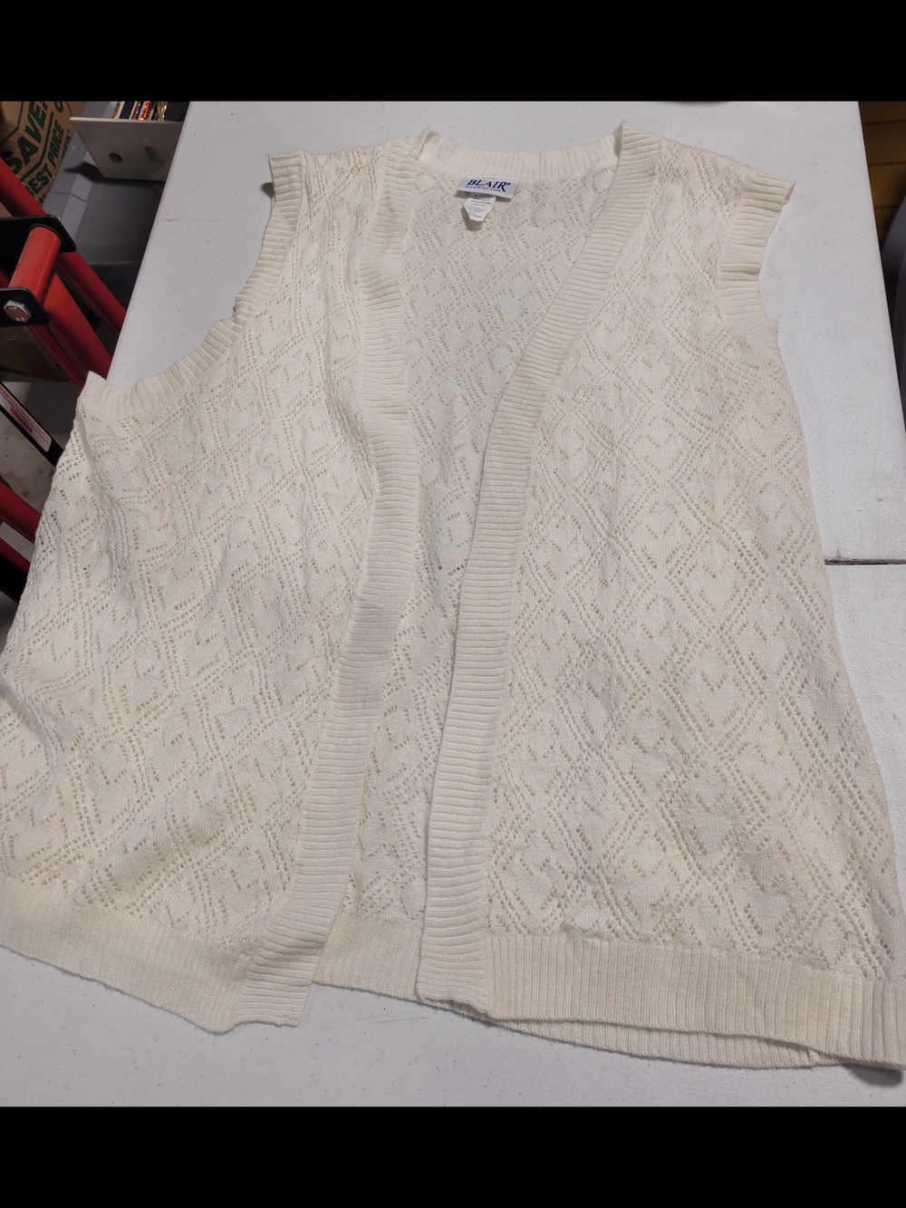 Blair Cream Openwork Sleeveless Cardigan Vest